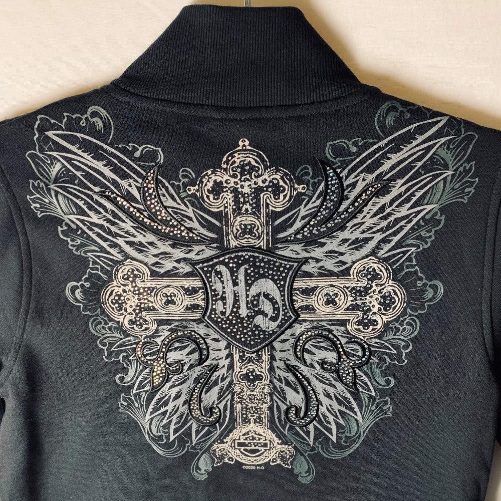 Harley Davidson Full Zip Sequined Cross Hoodie - Size M
